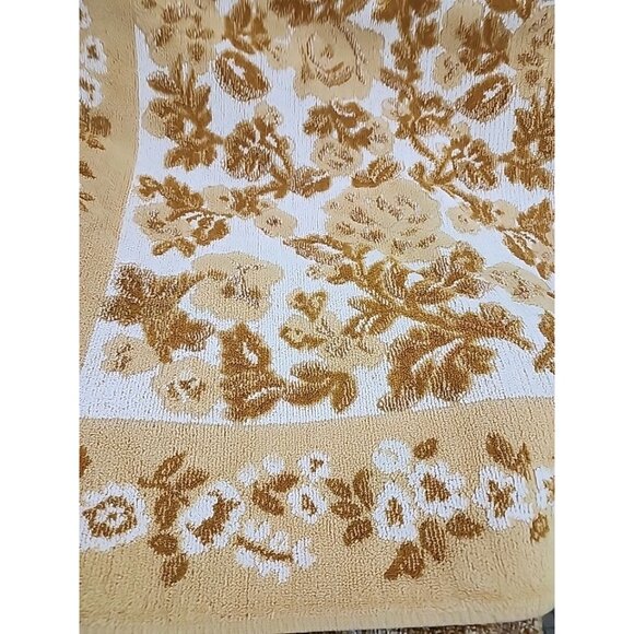 Vintage Cannon Mills Beige white Brown Floral Jacquard Bath and Face Towels With - Picture 4 of 11